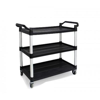 塑料餐車黑色圓管三層小號特厚款